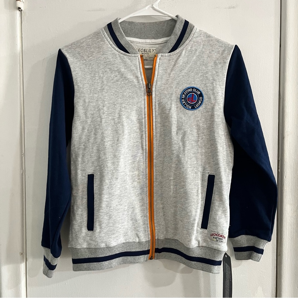 Leo & Lily Boys Gray Jacket with Orange Zipper